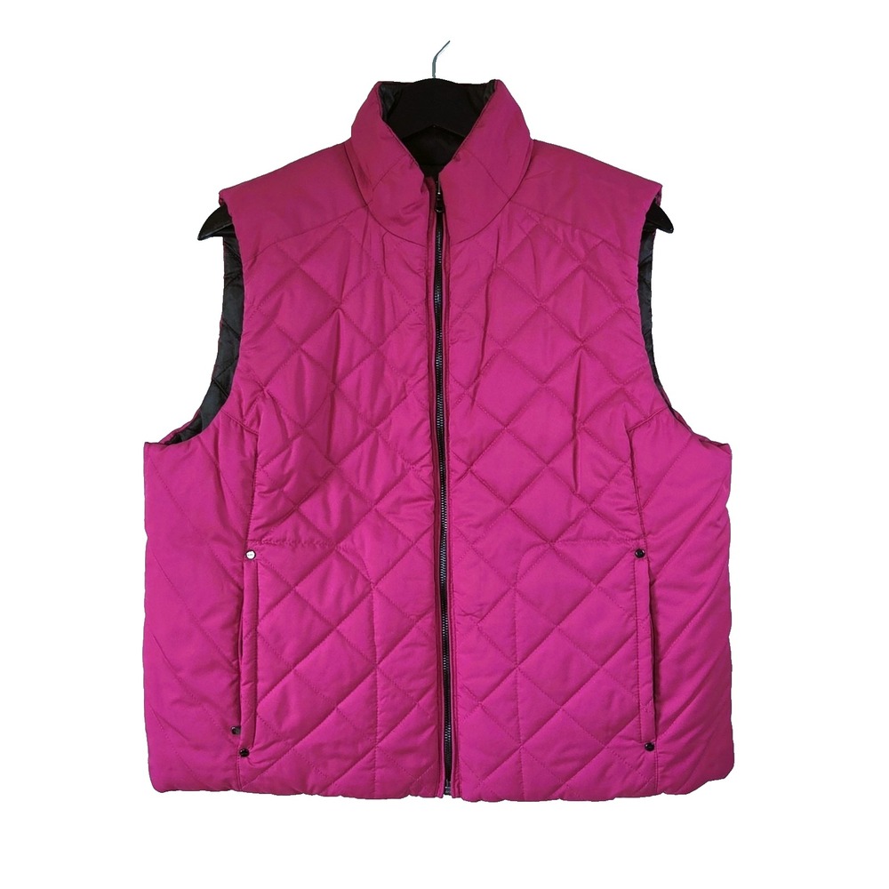 Lauren Ralph Lauren Reversible Diamond Quilted Vest Women's XL Pink Gray